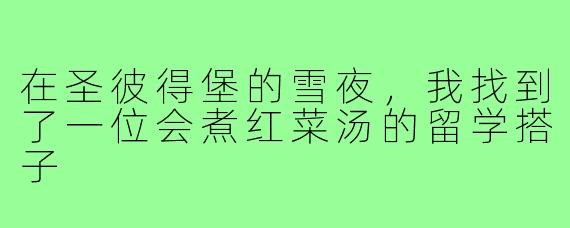 在圣彼得堡的雪夜,我找到了一位会煮红菜汤的留学搭子