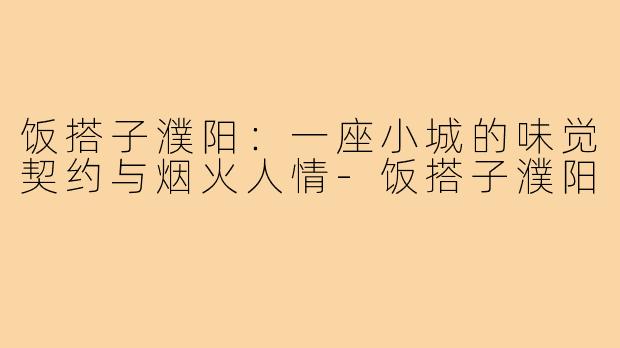 饭搭子濮阳:一座小城的味觉契约与烟火人情-饭搭子濮阳