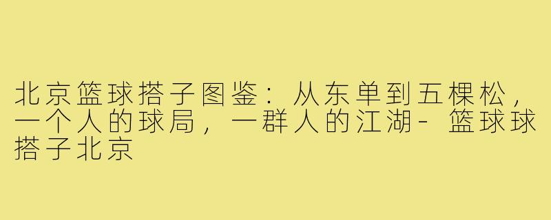北京篮球搭子图鉴:从东单到五棵松,一个人的球局,一群人的江湖-篮球球搭子北京