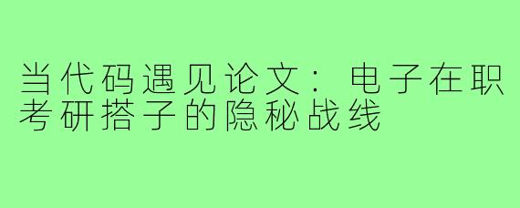 当代码遇见论文:电子在职考研搭子的隐秘战线