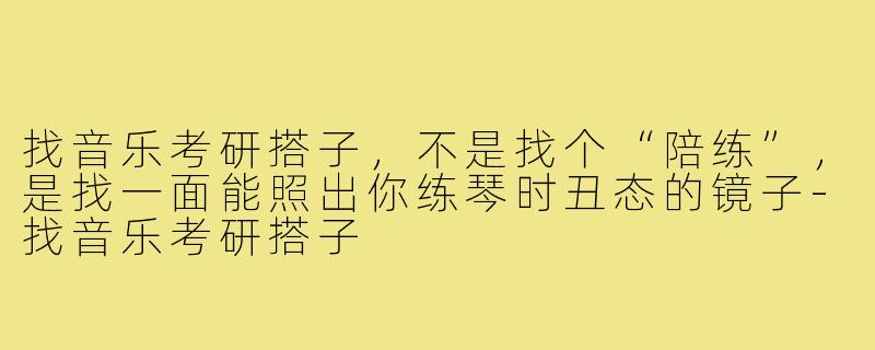 找音乐考研搭子,不是找个“陪练”,是找一面能照出你练琴时丑态的镜子-找音乐考研搭子