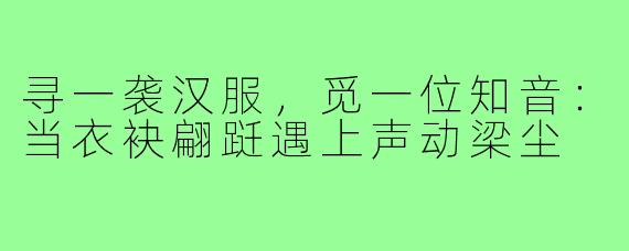 寻一袭汉服,觅一位知音:当衣袂翩跹遇上声动梁尘