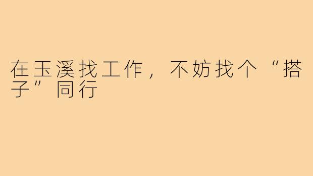 在玉溪找工作,不妨找个“搭子”同行