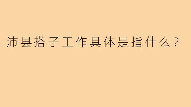 沛县搭子工作具体是指什么?