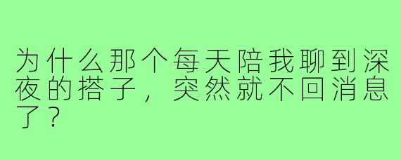 为什么那个每天陪我聊到深夜的搭子,突然就不回消息了?