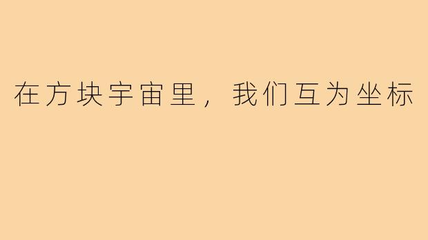 在方块宇宙里,我们互为坐标