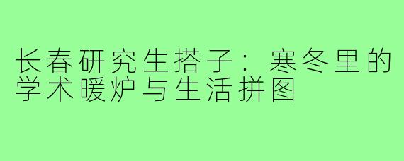 长春研究生搭子:寒冬里的学术暖炉与生活拼图