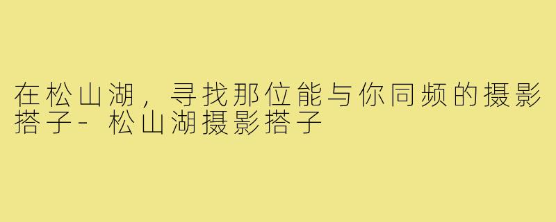 在松山湖,寻找那位能与你同频的摄影搭子-松山湖摄影搭子