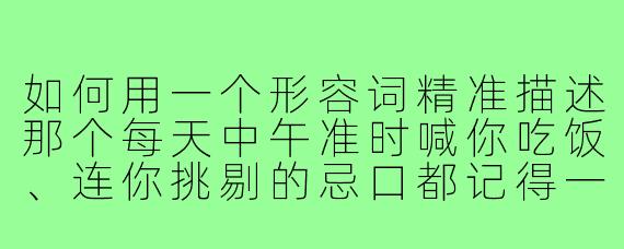 如何用一个形容词精准描述那个每天中午准时喊你吃饭、连你挑剔的忌口都记得一清二楚的饭搭子?
