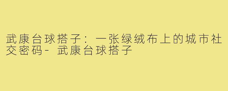 武康台球搭子:一张绿绒布上的城市社交密码-武康台球搭子