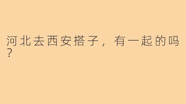 河北去西安搭子,有一起的吗?