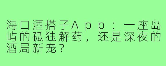 海口酒搭子App:一座岛屿的孤独解药,还是深夜的酒局新宠?