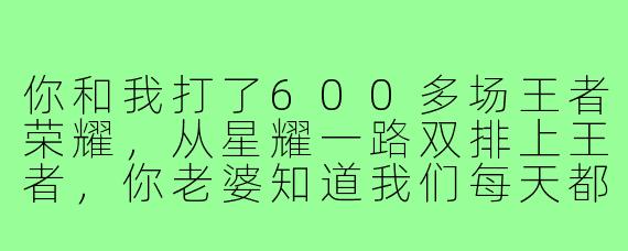 你和我打了600多场王者荣耀,从星耀一路双排上王者,你老婆知道我们每天都在游戏里语音到凌晨吗?