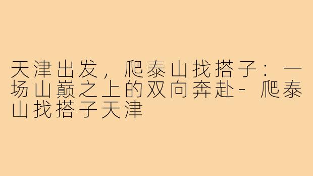 天津出发,爬泰山找搭子:一场山巅之上的双向奔赴-爬泰山找搭子天津