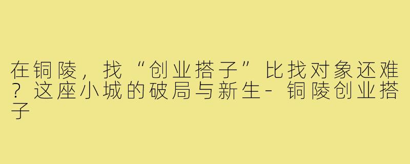 在铜陵，找“创业搭子”比找对象还难？这座小城的破局与新生-铜陵创业搭子