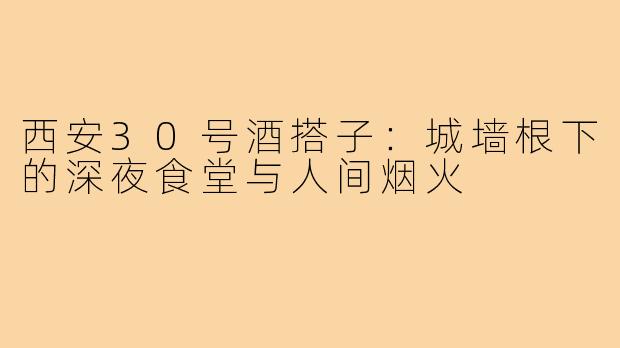 西安30号酒搭子:城墙根下的深夜食堂与人间烟火