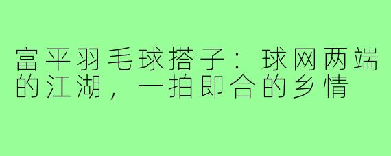 富平羽毛球搭子:球网两端的江湖,一拍即合的乡情