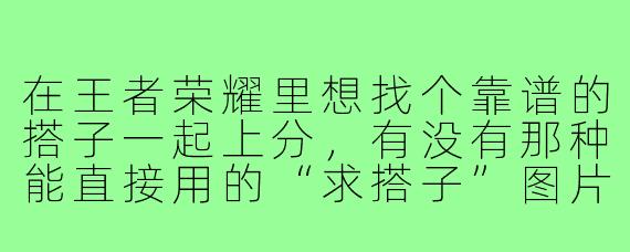 在王者荣耀里想找个靠谱的搭子一起上分,有没有那种能直接用的“求搭子”图片模板,最好带点趣味性或者段位要求的?