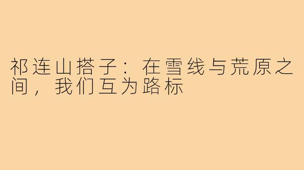 祁连山搭子:在雪线与荒原之间,我们互为路标
