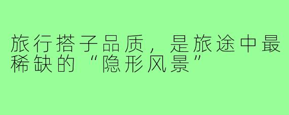 旅行搭子品质,是旅途中最稀缺的“隐形风景”