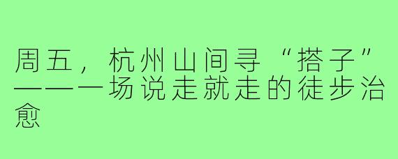 周五,杭州山间寻“搭子”——一场说走就走的徒步治愈