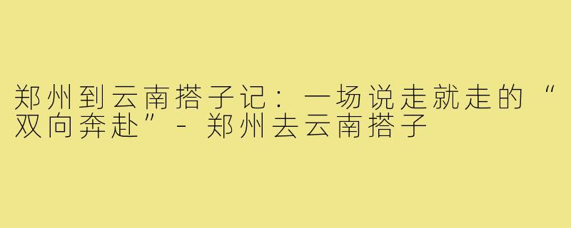 郑州到云南搭子记:一场说走就走的“双向奔赴”-郑州去云南搭子
