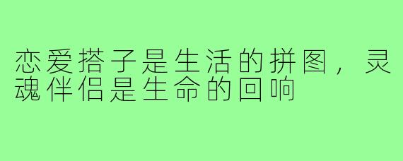 恋爱搭子是生活的拼图,灵魂伴侣是生命的回响