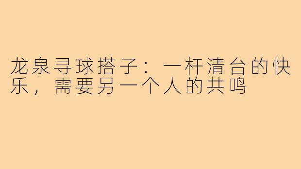 龙泉寻球搭子:一杆清台的快乐,需要另一个人的共鸣