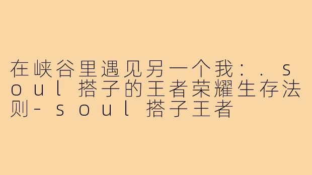 在峡谷里遇见另一个我:.soul搭子的王者荣耀生存法则-soul搭子王者
