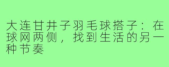 大连甘井子羽毛球搭子:在球网两侧,找到生活的另一种节奏