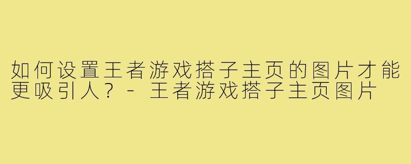如何设置王者游戏搭子主页的图片才能更吸引人?-王者游戏搭子主页图片