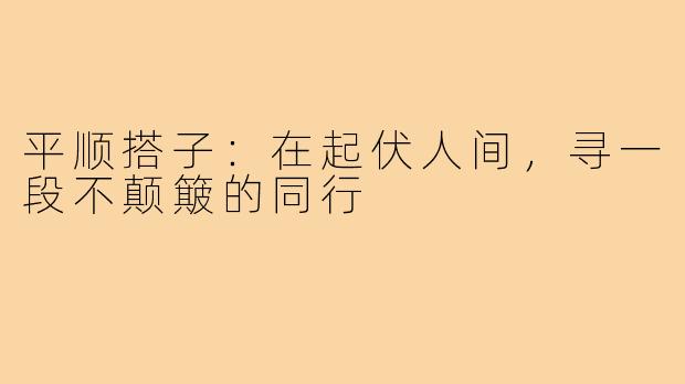 平顺搭子:在起伏人间,寻一段不颠簸的同行