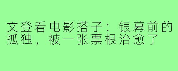 文登看电影搭子:银幕前的孤独,被一张票根治愈了