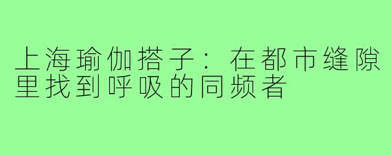 上海瑜伽搭子:在都市缝隙里找到呼吸的同频者
