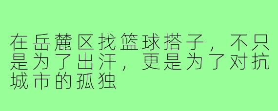 在岳麓区找篮球搭子,不只是为了出汗,更是为了对抗城市的孤独
