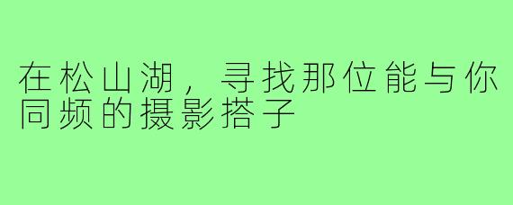 在松山湖,寻找那位能与你同频的摄影搭子