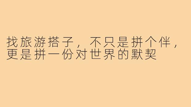 找旅游搭子,不只是拼个伴,更是拼一份对世界的默契