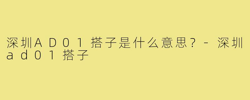 深圳AD01搭子是什么意思?-深圳ad01搭子