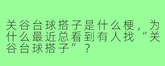 关谷台球搭子是什么梗,为什么最近总看到有人找“关谷台球搭子”?