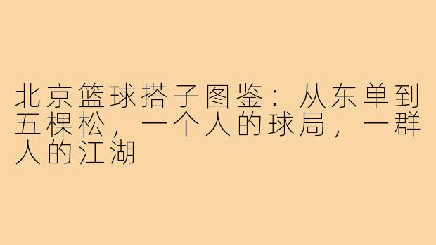 北京篮球搭子图鉴:从东单到五棵松,一个人的球局,一群人的江湖