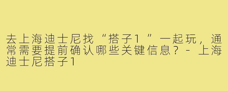 去上海迪士尼找“搭子1”一起玩,通常需要提前确认哪些关键信息?-上海迪士尼搭子1
