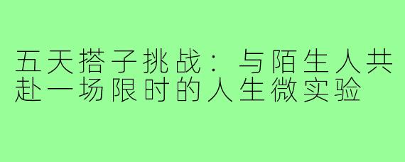 五天搭子挑战:与陌生人共赴一场限时的人生微实验