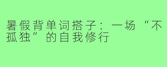 暑假背单词搭子:一场“不孤独”的自我修行