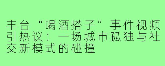 丰台“喝酒搭子”事件视频引热议:一场城市孤独与社交新模式的碰撞