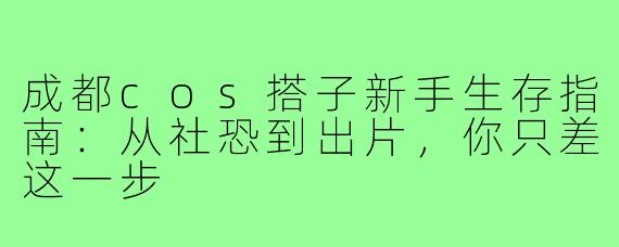 成都cos搭子新手生存指南:从社恐到出片,你只差这一步