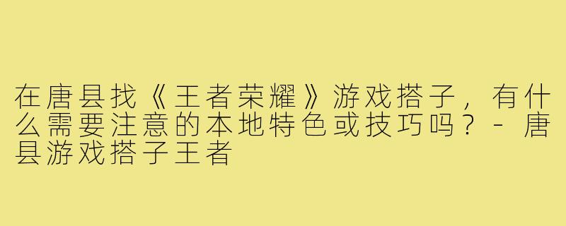在唐县找《王者荣耀》游戏搭子,有什么需要注意的本地特色或技巧吗?-唐县游戏搭子王者