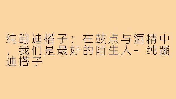 纯蹦迪搭子：在鼓点与酒精中，我们是最好的陌生人-纯蹦迪搭子