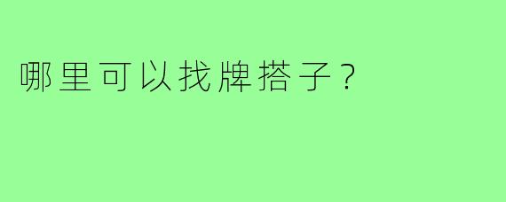 哪里可以找牌搭子?