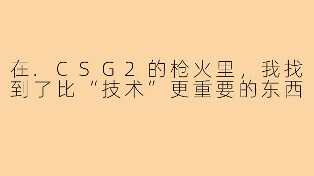 在.CSG2的枪火里,我找到了比“技术”更重要的东西