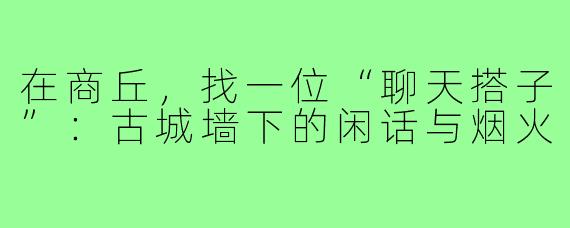 在商丘,找一位“聊天搭子”:古城墙下的闲话与烟火